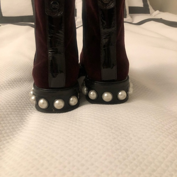 Louise et Cie Maroon Velvet Glass Pearl Bootie - Picture 9 of 9